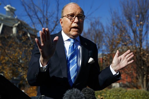 (AP Photo/Evan Vucci). White House chief economic adviser Larry Kudlow talks with reporters about trade negotiations with China, at the White House, Monday, Dec. 3, 2018, in Washington. (AP Photo/Evan Vucci). White House chief economic adviser Larry Kudlow talks with reporters about trade negotiations with China, at the White House, Monday, Dec. 3, 2018, in Washington.