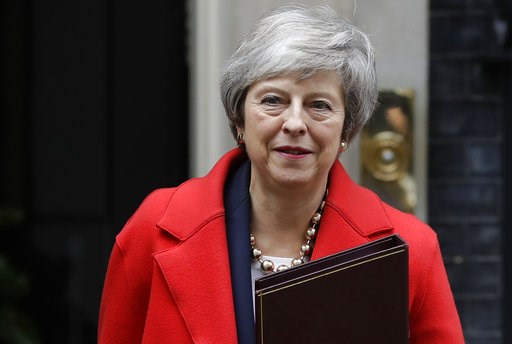 (AP Photo/Kirsty Wigglesworth). Britain's Prime Minister Theresa May leaves Downing Street in London, Tuesday, Dec. 4, 2018. Britain's Prime Minister Theresa May is due to address Parliament Tuesday, opening five days of debate before a Dec.11 vote on ... (AP Photo/Kirsty Wigglesworth). Britain's Prime Minister Theresa May leaves Downing Street in London, Tuesday, Dec. 4, 2018. Britain's Prime Minister Theresa May is due to address Parliament Tuesday, opening five days of debate before a Dec.11 vote on ...