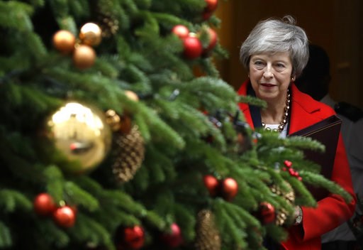 (AP Photo/Kirsty Wigglesworth). Britain's Prime Minister Theresa May leaves Downing Street in London, Tuesday, Dec. 4, 2018. Britain's Prime Minister Theresa May is due to address Parliament Tuesday, opening five days of debate before a Dec.11 vote on ... (AP Photo/Kirsty Wigglesworth). Britain's Prime Minister Theresa May leaves Downing Street in London, Tuesday, Dec. 4, 2018. Britain's Prime Minister Theresa May is due to address Parliament Tuesday, opening five days of debate before a Dec.11 vote on ...