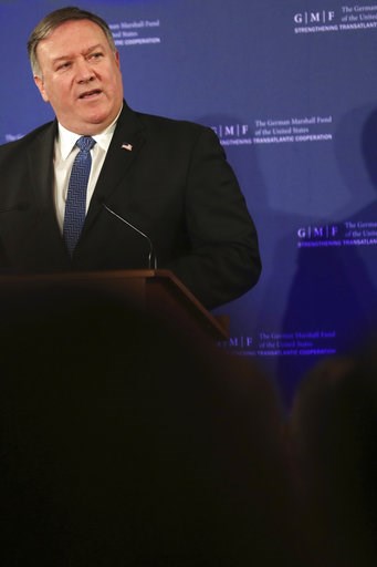 (AP Photo/Francisco Seco, Pool). U.S. Secretary of State Mike Pompeo speaks during an event at the Concert Noble in Brussels, Tuesday, Dec. 4, 2018. U.S. Secretary of State Mike Pompeo is in Brussels to attend a two-day meeting of NATO foreign ministers. (AP Photo/Francisco Seco, Pool). U.S. Secretary of State Mike Pompeo speaks during an event at the Concert Noble in Brussels, Tuesday, Dec. 4, 2018. U.S. Secretary of State Mike Pompeo is in Brussels to attend a two-day meeting of NATO foreign ministers.