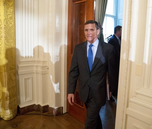 (AP Photo/Andrew Harnik, File). FILE - In this Jan. 22, 2017 file photo, National Security Adviser Michael Flynn arrives for a White House senior staff swearing in ceremony in the East Room of the White House, in Washington. President Donald Trump's fo... (AP Photo/Andrew Harnik, File). FILE - In this Jan. 22, 2017 file photo, National Security Adviser Michael Flynn arrives for a White House senior staff swearing in ceremony in the East Room of the White House, in Washington. President Donald Trump's fo...