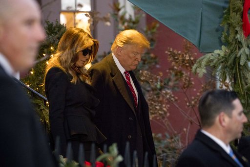 (AP Photo/Andrew Harnik). President Donald Trump and first lady Melania Trump leave Blair House after visiting with the family of former President George H. W. Bush, Tuesday, Dec. 4, 2018, in Washington. (AP Photo/Andrew Harnik). President Donald Trump and first lady Melania Trump leave Blair House after visiting with the family of former President George H. W. Bush, Tuesday, Dec. 4, 2018, in Washington.