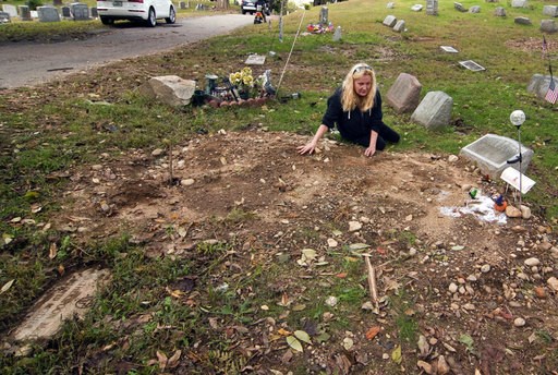 (Christian Abraham/Hearst Connecticut Media via AP, File). FILE - In this Oct. 3, 2018 file photo, a distraught Jean Stott, of Shelton, Conn., tries to find the exact spot where a family member is located after the tombstone, had been moved at Park Cem... (Christian Abraham/Hearst Connecticut Media via AP, File). FILE - In this Oct. 3, 2018 file photo, a distraught Jean Stott, of Shelton, Conn., tries to find the exact spot where a family member is located after the tombstone, had been moved at Park Cem...