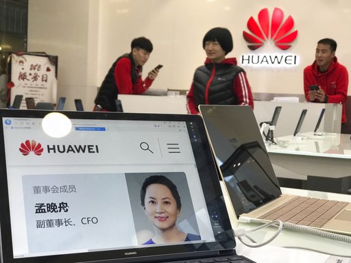(AP Photo/Ng Han Guan). A profile of Huawei's chief financial officer Meng Wanzhou is displayed on a Huawei computer at a Huawei store in Beijing, China, Thursday, Dec. 6, 2018. Canadian authorities said Wednesday that they have arrested Meng for possi... (AP Photo/Ng Han Guan). A profile of Huawei's chief financial officer Meng Wanzhou is displayed on a Huawei computer at a Huawei store in Beijing, China, Thursday, Dec. 6, 2018. Canadian authorities said Wednesday that they have arrested Meng for possi...