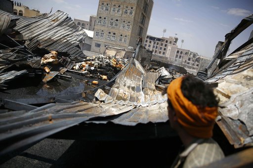 (AP Photo/Hani Mohammed, File). FILE - In this Thursday, Sept. 17, 2015, file photo, a worker looks at a chocolate factory destroyed by a Saudi-led airstrike in Sanaa, Yemen. Envoys from Yemen’s warring parties are headed to Sweden for another round of... (AP Photo/Hani Mohammed, File). FILE - In this Thursday, Sept. 17, 2015, file photo, a worker looks at a chocolate factory destroyed by a Saudi-led airstrike in Sanaa, Yemen. Envoys from Yemen’s warring parties are headed to Sweden for another round of...