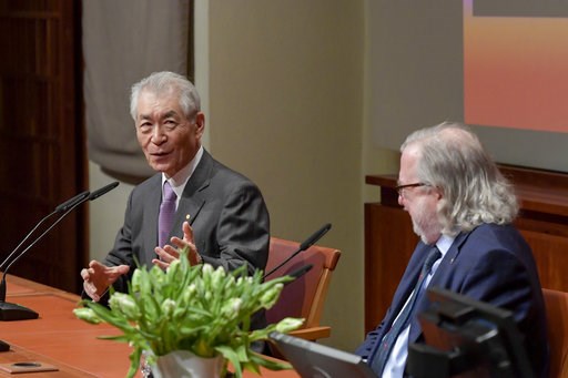 (Janerik Henriksson/TT via AP). The 2018 Nobel laureates in Physiology or Medicine, Tasuko Honjo, left, and James P. Allison attend a press conference at the Karolinska Institutet, Stockholm, Sweden, Thursday Dec. 6, 2018. (Janerik Henriksson/TT via AP). The 2018 Nobel laureates in Physiology or Medicine, Tasuko Honjo, left, and James P. Allison attend a press conference at the Karolinska Institutet, Stockholm, Sweden, Thursday Dec. 6, 2018.
