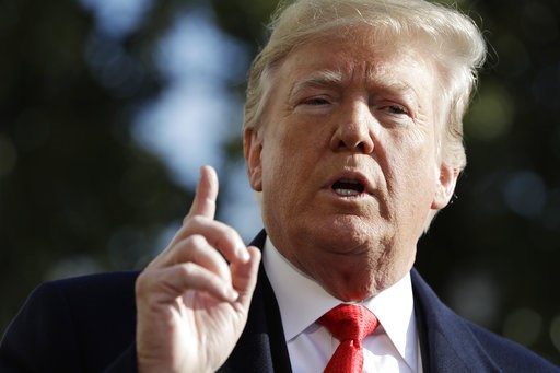 (AP Photo/Evan Vucci). In this Nov. 29, 2018 photo, President Donald Trump talks with reporters on the South Lawn of the White House in Washington. Trump is marking what’s expected to be a busy day for special counsel Robert Mueller’s Russia probe by l...