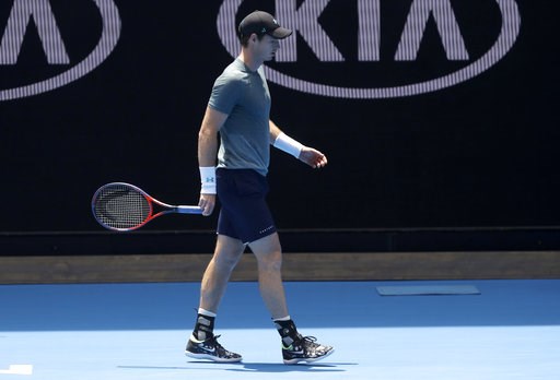 (AP Photo/Mark Baker). Britain's Andy Murray walks between points during his practice match against Serbia's Novak Djokovic on Margaret Court Arena ahead of the Australian Open tennis championships IN Melbourne, Australia, Thursday, Jan. 10, 2019. (AP Photo/Mark Baker). Britain's Andy Murray walks between points during his practice match against Serbia's Novak Djokovic on Margaret Court Arena ahead of the Australian Open tennis championships IN Melbourne, Australia, Thursday, Jan. 10, 2019.