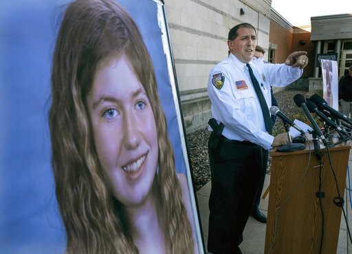 (Jerry Holt/Star Tribune via AP, File). FILE - In this Oct. 17, 2018, file photo, Barron County Sheriff Chris Fitzgerald speaks during a news conference about 13-year-old Jayme Closs who has been missing since her parents were found dead in their home ...