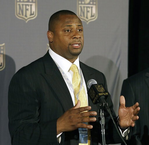 (AP Photo/Jeff Chiu, File). FILE - In this May 19, 2015, file photo, Troy Vincent, NFL executive vice president of football operations, speaks at the NFL's spring meetings in San Francisco. The NFL is launching a social justice platform, with an emphas...