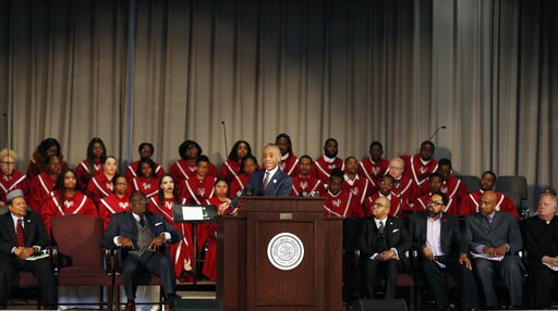 (James H. Wallace/Richmond Times-Dispatch via AP). Rev. Al Sharpton delivers the keynote speech at the Reflections on Faith, Community and Racial Reconciliation in the Commonwealth ceremony hosted by Virginia Union University at the Allix B. James Chap... (James H. Wallace/Richmond Times-Dispatch via AP). Rev. Al Sharpton delivers the keynote speech at the Reflections on Faith, Community and Racial Reconciliation in the Commonwealth ceremony hosted by Virginia Union University at the Allix B. James Chap...