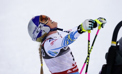(AP Photo/Giovanni Auletta). United States' Lindsey Vonn smiles in the finish area after the women's downhill race, at the alpine ski World Championships in Are, Sweden, Sunday, Feb. 10, 2019. (AP Photo/Giovanni Auletta). United States' Lindsey Vonn smiles in the finish area after the women's downhill race, at the alpine ski World Championships in Are, Sweden, Sunday, Feb. 10, 2019.