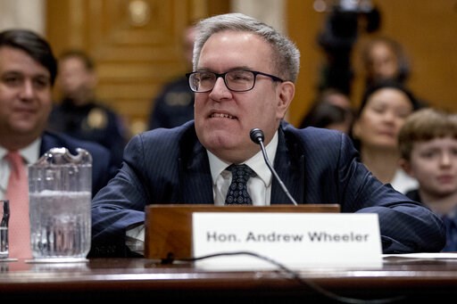 (AP Photo/Andrew Harnik, File). FILE - In this Jan. 16, 2019, file photo, acting Environmental Protection administrator Andrew Wheeler arrives to testify at a Senate Environment and Public Works Committee hearing on Capitol Hill in Washington. The EPA ... (AP Photo/Andrew Harnik, File). FILE - In this Jan. 16, 2019, file photo, acting Environmental Protection administrator Andrew Wheeler arrives to testify at a Senate Environment and Public Works Committee hearing on Capitol Hill in Washington. The EPA ...