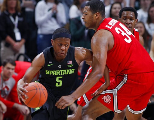 No. 11 Michigan State beats Ohio State 62-44, but Ward hurt