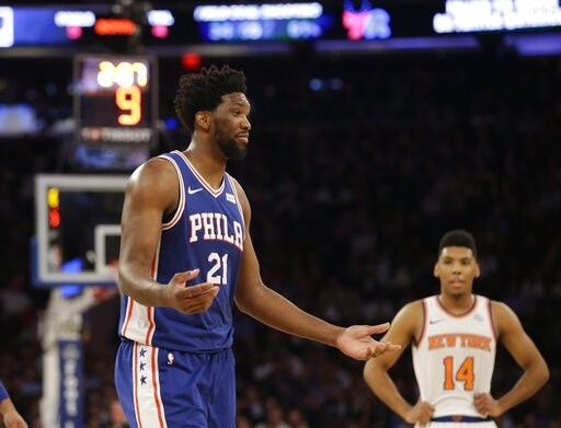 76ers All-Star C Embiid out a week with sore left knee