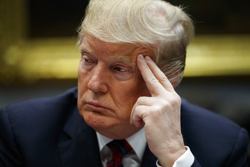 (AP Photo/Evan Vucci). President Donald Trump listens during a briefing on drug trafficking at the southern border in the Roosevelt Room of the White House, Wednesday, March 13, 2019, in Washington. Trump said during the event the U.S. is issuing an em... (AP Photo/Evan Vucci). President Donald Trump listens during a briefing on drug trafficking at the southern border in the Roosevelt Room of the White House, Wednesday, March 13, 2019, in Washington. Trump said during the event the U.S. is issuing an em...