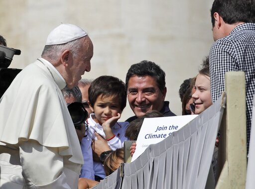 Pope encourages Swedish campaigner Greta on environment