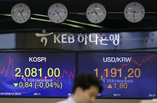 (AP Photo/Lee Jin-man). A currency trader watches the computer monitors near the screens showing the Korea Composite Stock Price Index (KOSPI), left, and the foreign exchange rate between U.S. dollar and South Korean won at the foreign exchange dealing... (AP Photo/Lee Jin-man). A currency trader watches the computer monitors near the screens showing the Korea Composite Stock Price Index (KOSPI), left, and the foreign exchange rate between U.S. dollar and South Korean won at the foreign exchange dealing...