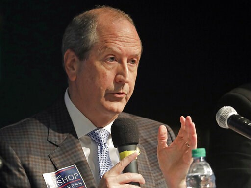 (AP Photo/Chuck Burton, File). FILE - In this Tuesday, May 7, 2019 file photo, State Sen. Dan Bishop answers a question during a debate among Republican candidates for the 9th congressional district in Monroe, N.C. Bishop on Tuesday, May 14, 2019, topp... (AP Photo/Chuck Burton, File). FILE - In this Tuesday, May 7, 2019 file photo, State Sen. Dan Bishop answers a question during a debate among Republican candidates for the 9th congressional district in Monroe, N.C. Bishop on Tuesday, May 14, 2019, topp...