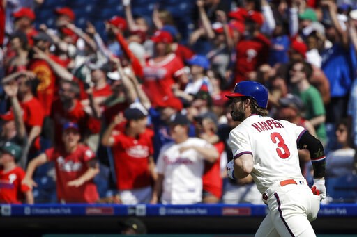 Harper, Realmuto power Phillies past Rockies 7-5 for sweep