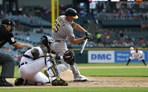 Athletics-Tigers game suspended in 7th with A's up 5-3