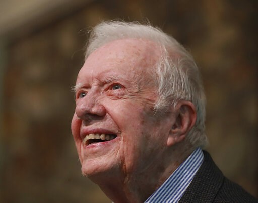 Jimmy Carter, after hip surgery, back teaching Sunday school